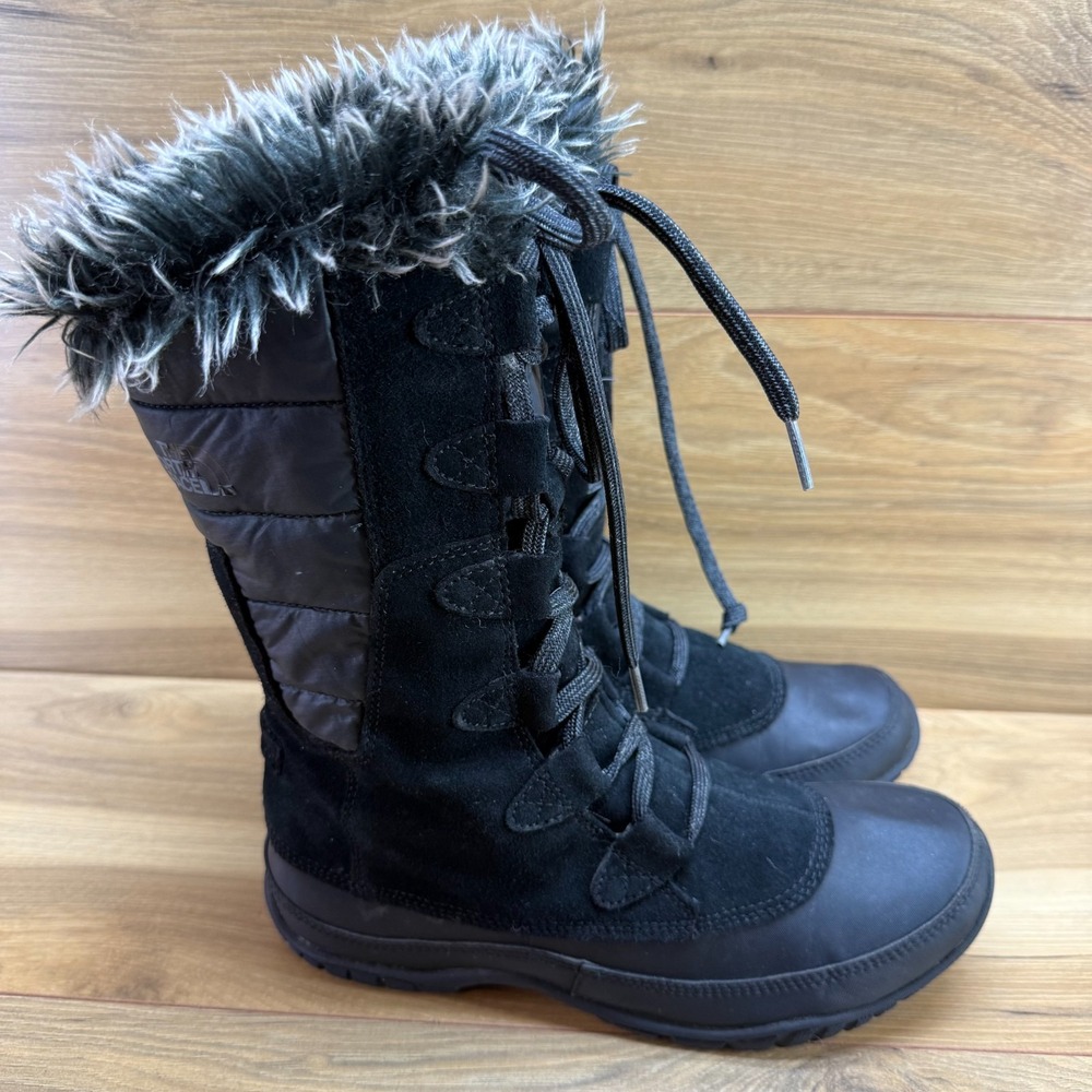 The North Face Nuptse Purna Boots Womens 8 Black Waterproof Faux Fur 200 Gram